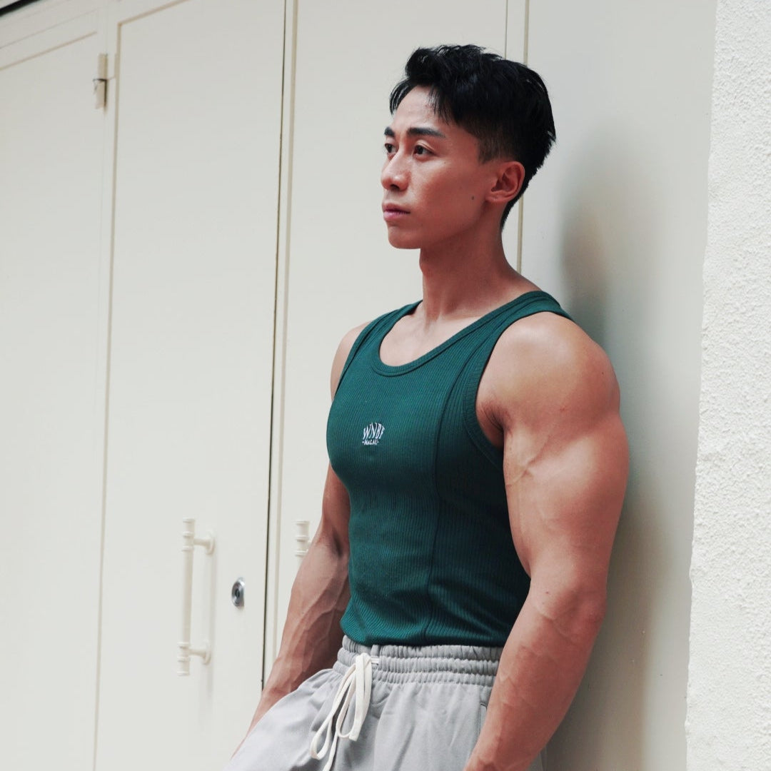 FLEXER8™︎ x WNBF Macau OOTD Male Tank Top (Dark Green)