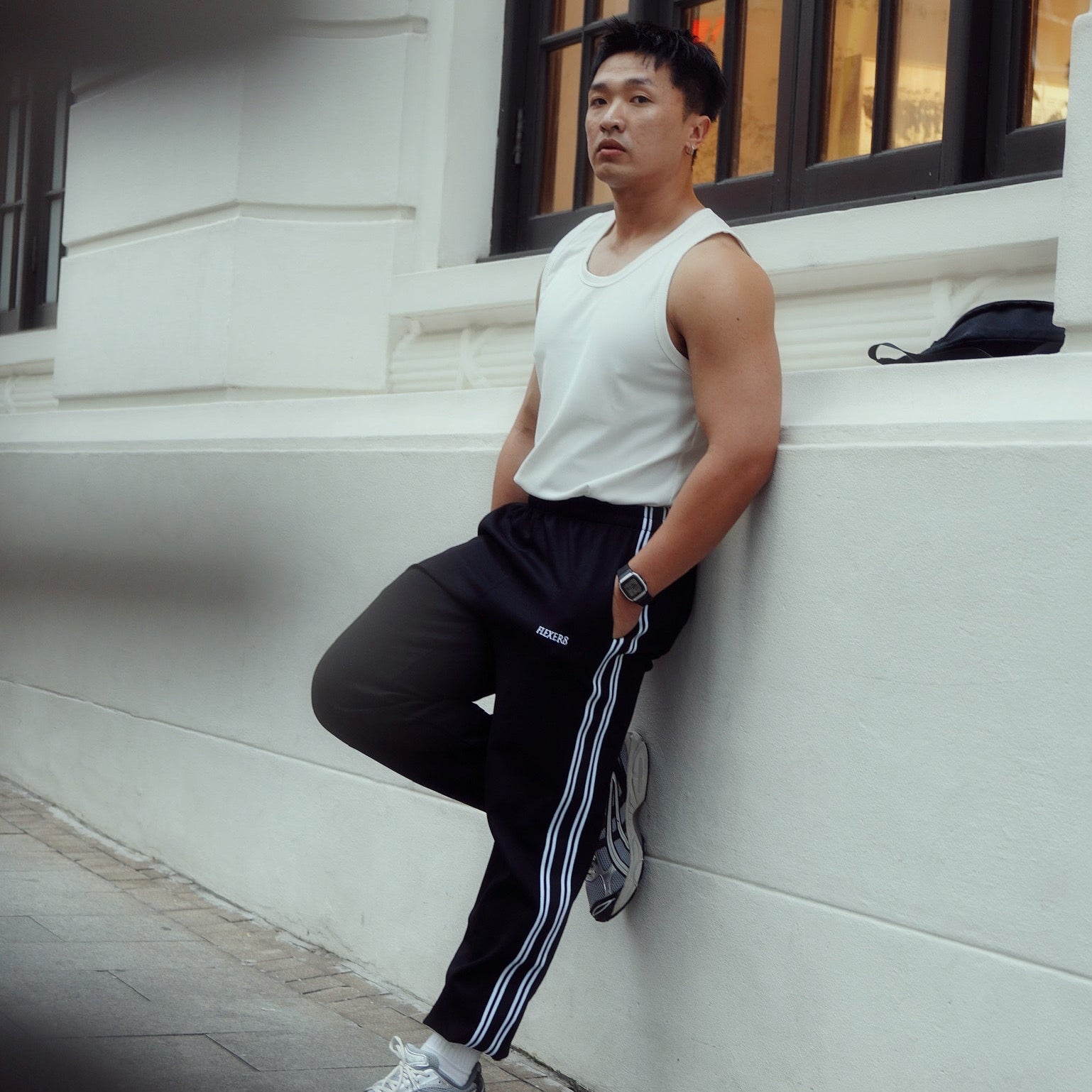 FLEXER8™︎ Striped sport pants(Convertible hem style)